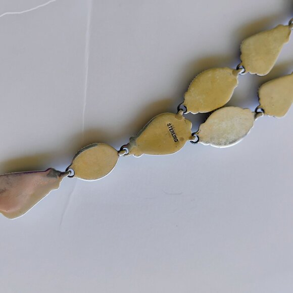 Southwest Purple Spiny Oyster Shell Sterling Silver Lariat Necklace Adjustable - Picture 6 of 8